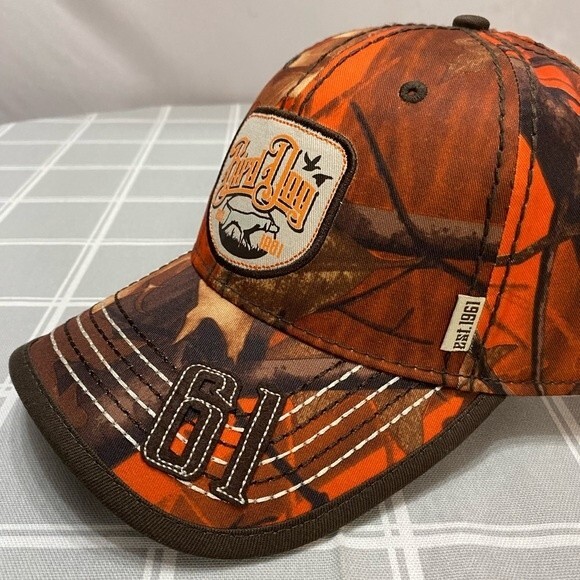 NWOT Hunting Bird Day Baseball Cap Orange Brown Adjustable Hat - Picture 5 of 6